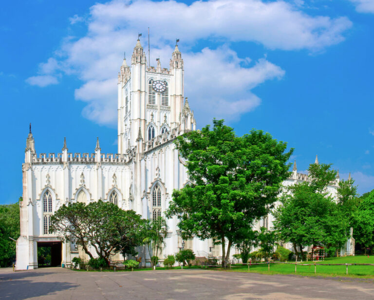 St Paul’s Cathedral is one of many colonial-era buildings in and around Dalhousie Square in Kolkata.