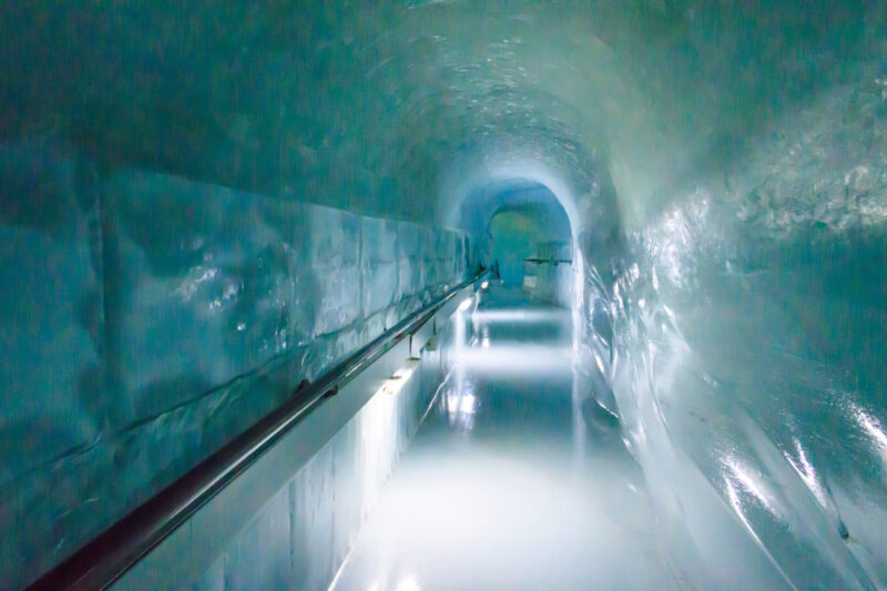 Ice tunnel in Ice Palace, Jungfrau, Switzerland. (Photo: iStockphoto)