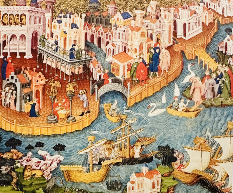 Marco Polo leaving Venice, Illustration from 19th century. (Photo: istockphoto)