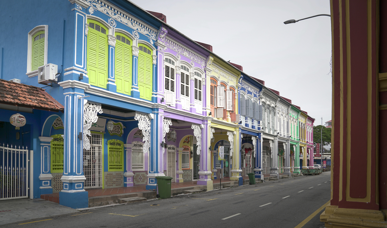 อาคารบ้านเรือนสีสันสวยงามในย่านจอร์จทาวน์ ปีนัง (รูปภาพ: iStockphoto)