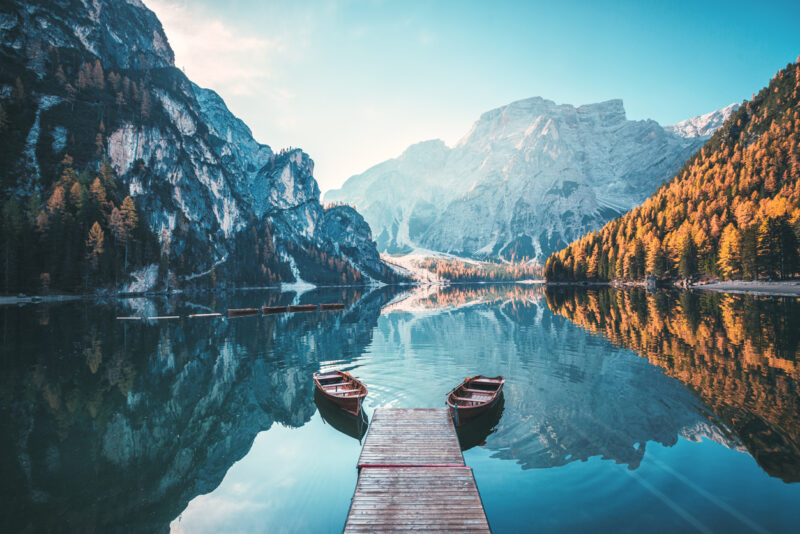 Lake Braies is called “The Pearl of the Dolomites” and is located in the Fanes-Senes-Braies National Park known for its abundance of pine trees. (Photo: iStockphoto)