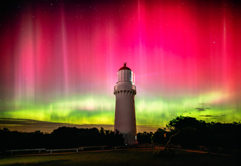 Southern lights dancing above the Cape Schanck Lighthouse (Photo Credit: iStockphoto)