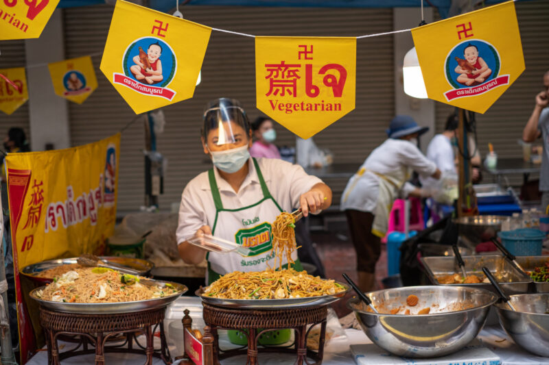 Yellow flags signify a shop's specialty in Jae cuisine. (Photo Credit: iStockphoto)