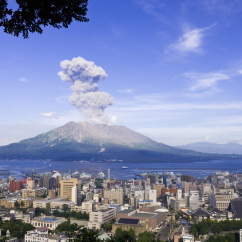 Mesmerizing views of Kagoshima and the still-erupting Sakurajima Volcano (Photo Credit: iStockphoto)