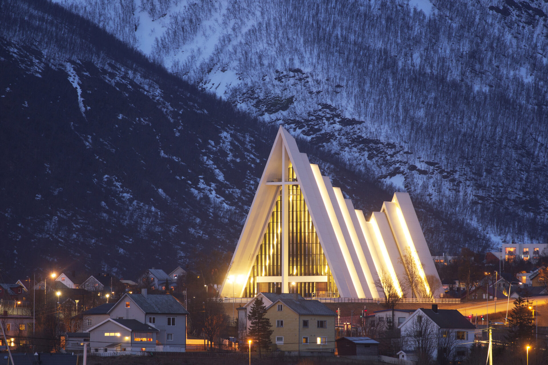 The Neo-Gothic Cathedral in Tromsø, designed by a contemporary Norwegian architect. (Photo Credit: iStockphoto)