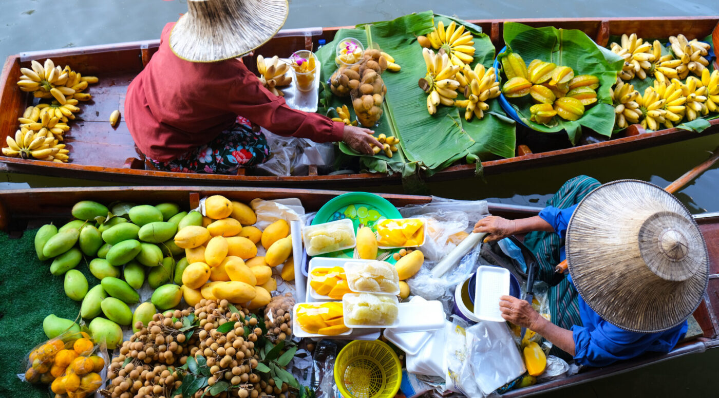 A wide variety of fruits are sold at the floating market. (Photo Credit: iStockphoto)