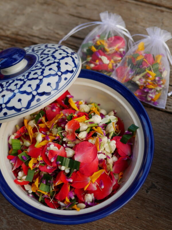 Various kinds of flowers are used for making Bu Nga Ram Pai. (Photo Credit: Anya C.)