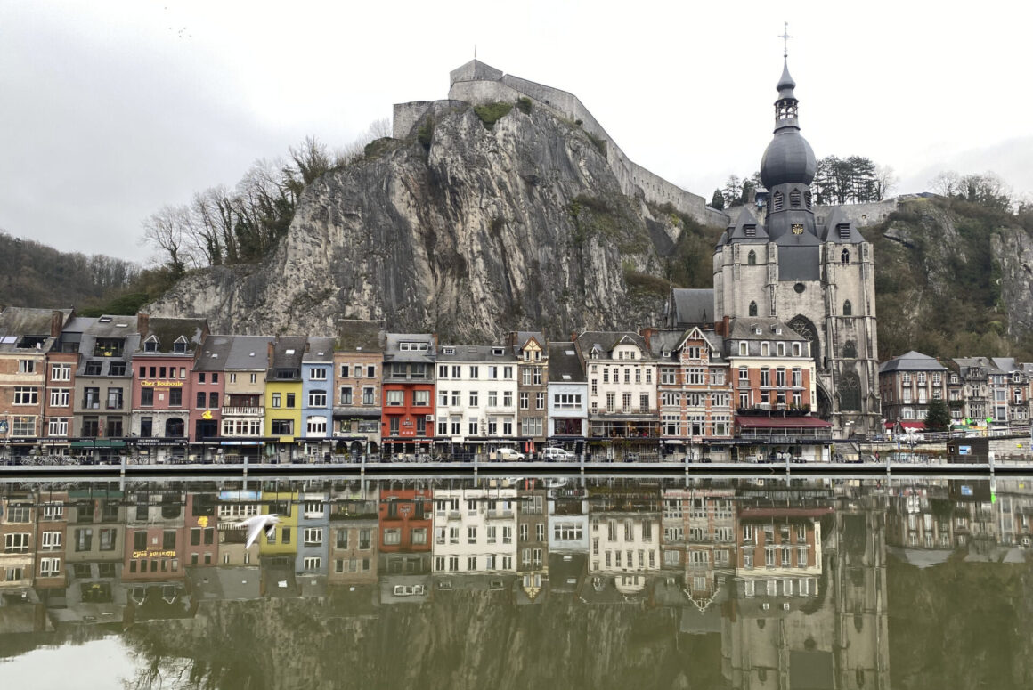 The cityscape of Dinant from the left bank of the Meuse River. (Photo Credit: Anya C.)