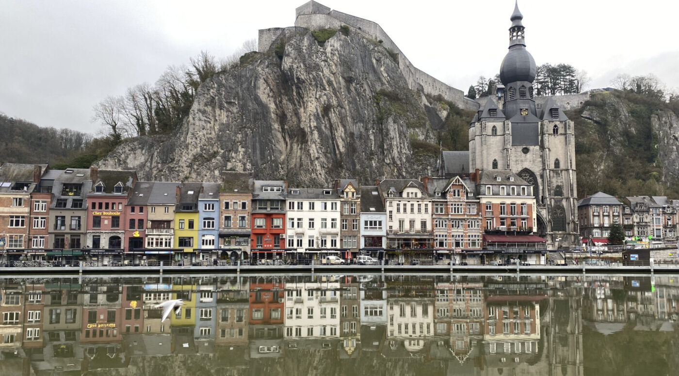 The cityscape of Dinant from the left bank of the Meuse River. (Photo Credit: Anya C.)