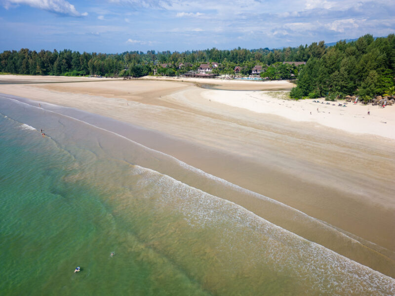 ชายหาดปะการังและวิวต้นสนสีเขียวสดชื่น (เครดิตรูปภาพ: iStockphoto)