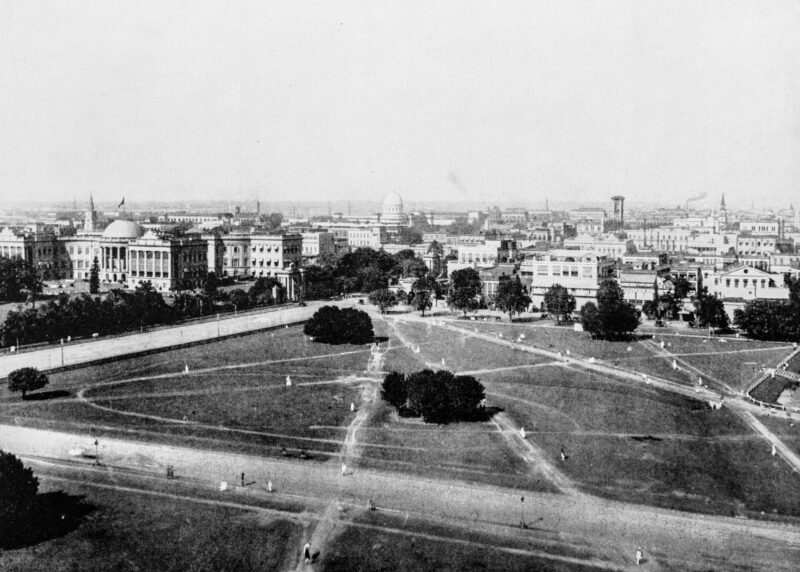 Kolkata in the 19th century, with the Victoria Memorial in the background