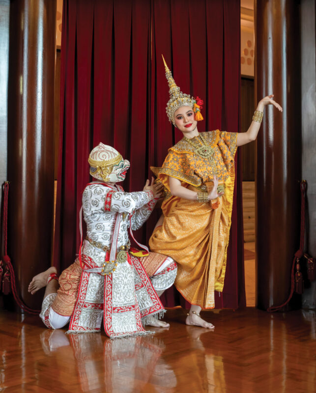 Thanchanok, playing the role of Hanuman, and Nattanicha, playing the role of Suvannamatcha