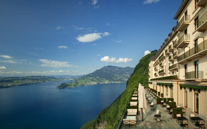A terrace overlooking Lake Lucerne.