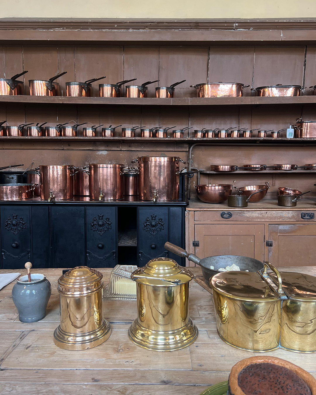 A shiny collection of copper in Petworth House’s servant quarters.