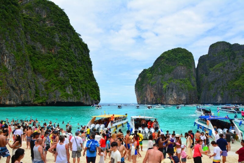 Group of tourists during a high season.