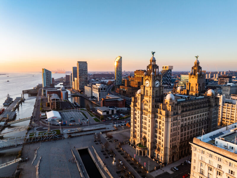 The view of Liverpool city by the River Mersey.