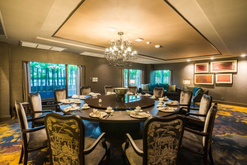 A luxurious private dining room.