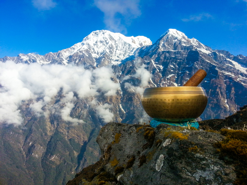 The healing sound with the view of Himalayas.