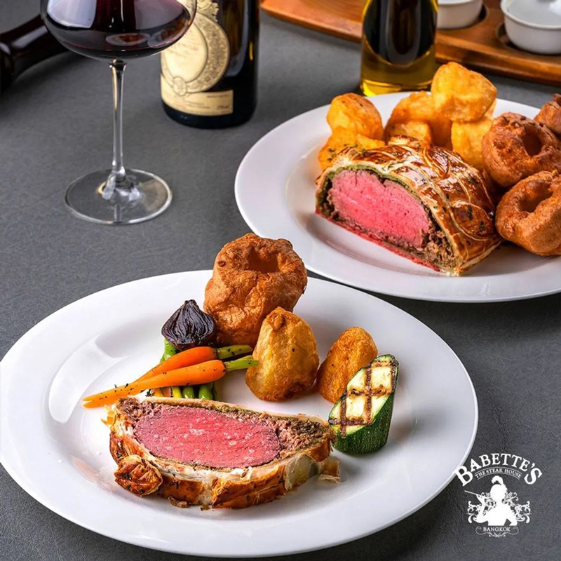 A perfectly cooked Beef Wellington.