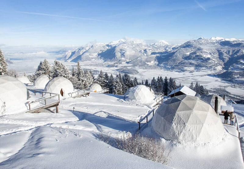 Tucked in the snow under the cozy cocoons.