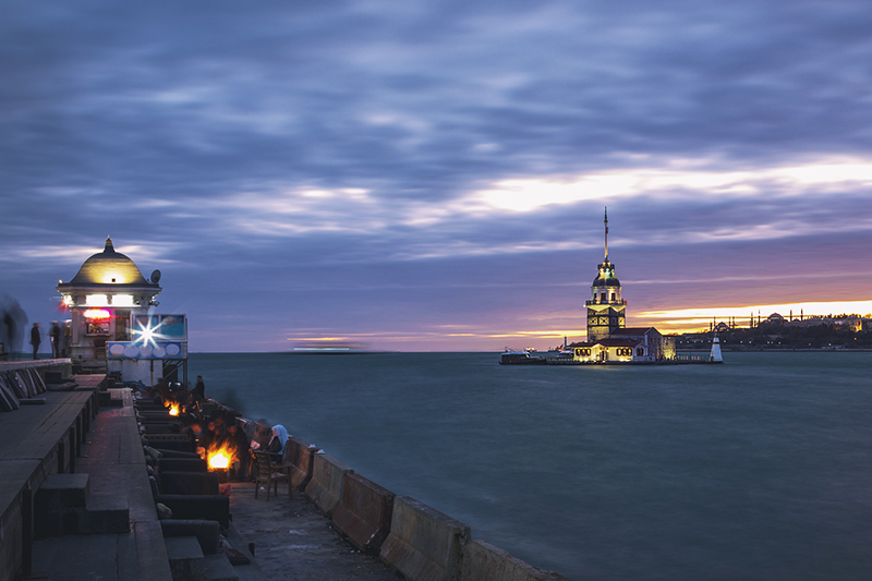 A view of the Maiden's Tower from the sunset walk.