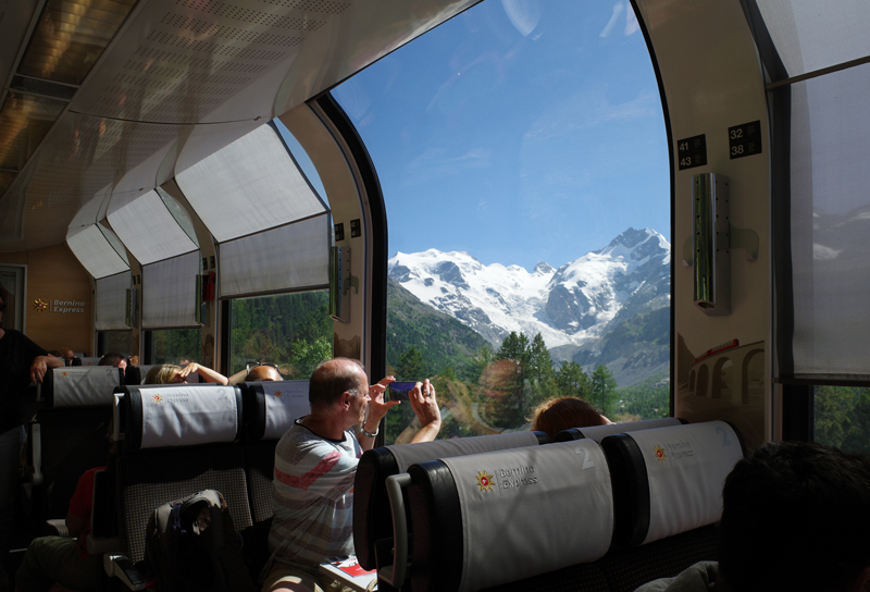 The panoramic windows on the Bernina Express