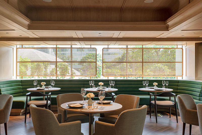 The restaurant offers dining in a contemporary atmosphere.