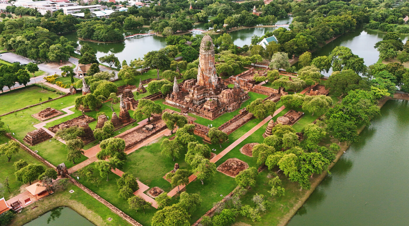 The view of the Historical Park Ayutthaya Thailand.