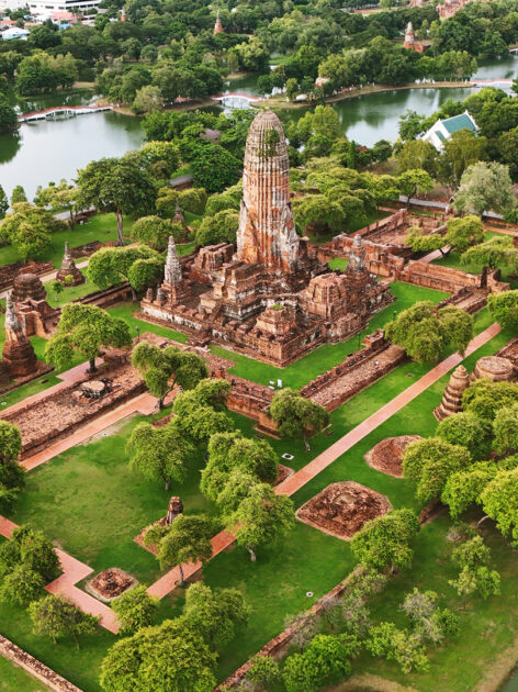 The view of the Historical Park Ayutthaya Thailand.