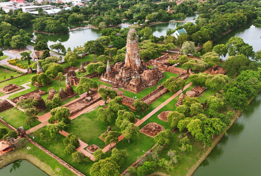 The view of the Historical Park Ayutthaya Thailand.