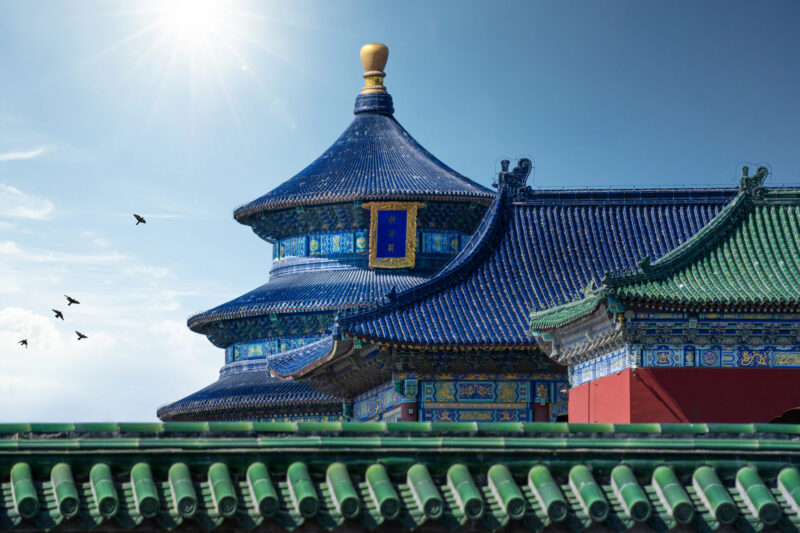 The historical ancient buildings of the Temple of Heaven in Beijing. Its unique architectural art and cultural symbolic significance have been included in the World Cultural Heritage list.