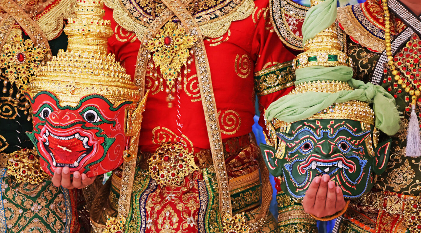Intricate Masks of The Demon or Yaksa Worn in Thailand's KHON Performance.