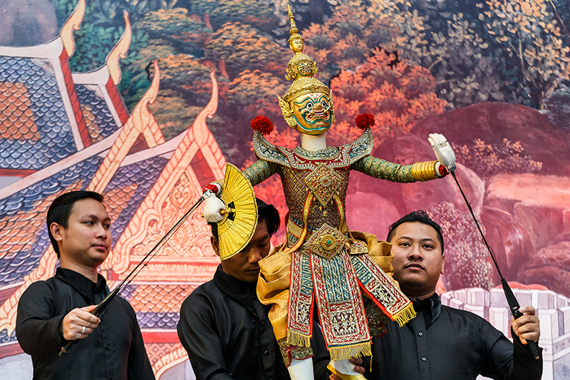 An ancestral spirit takes form as the Thai grand puppet moves with fine, rhythmic grace.