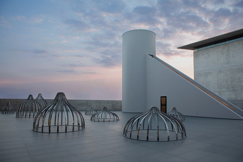 Breast Stupa Topiary by Pinaree Sanpitak and Straight Up by James Turrell