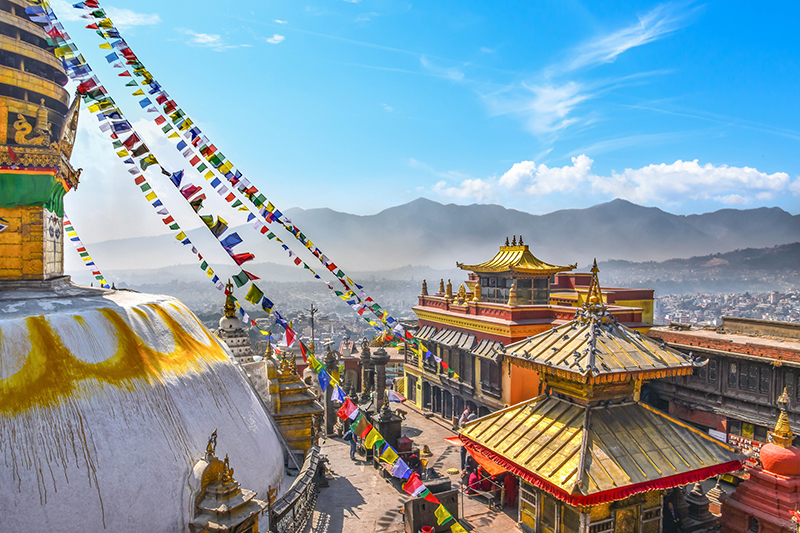 The famous Swayambhunath Temple in Kathmandu.