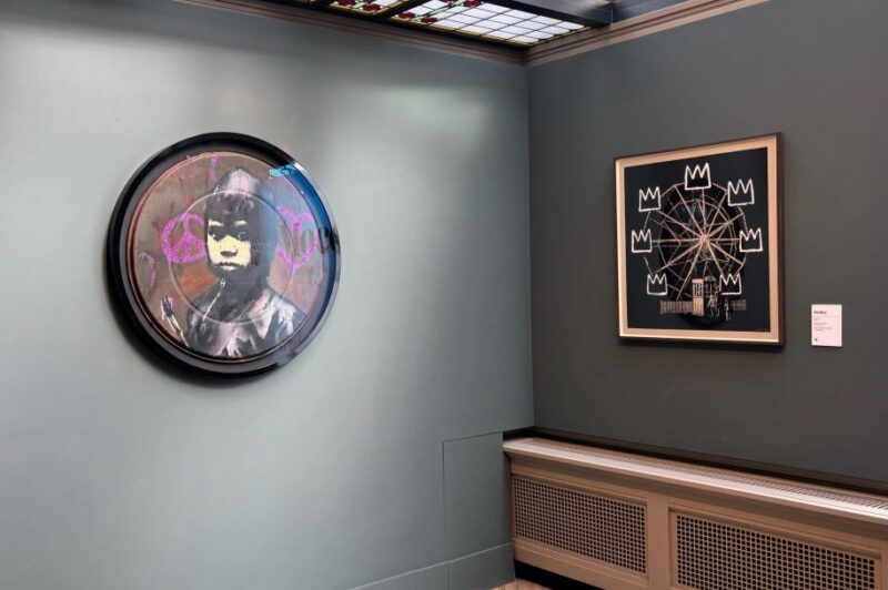 Banksy's artworks on display.