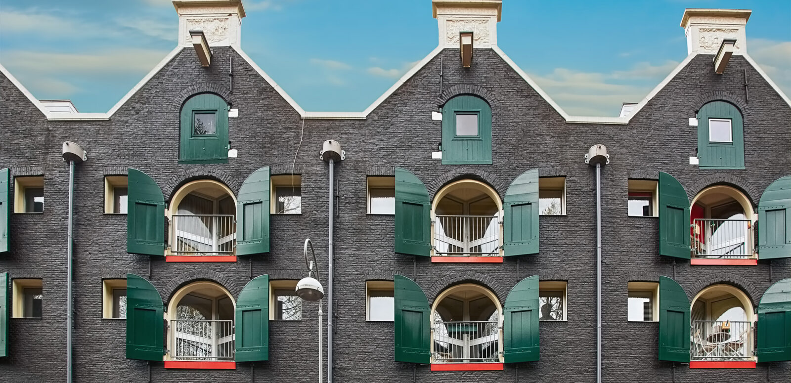 Unique opened shutters in Amsterdam.