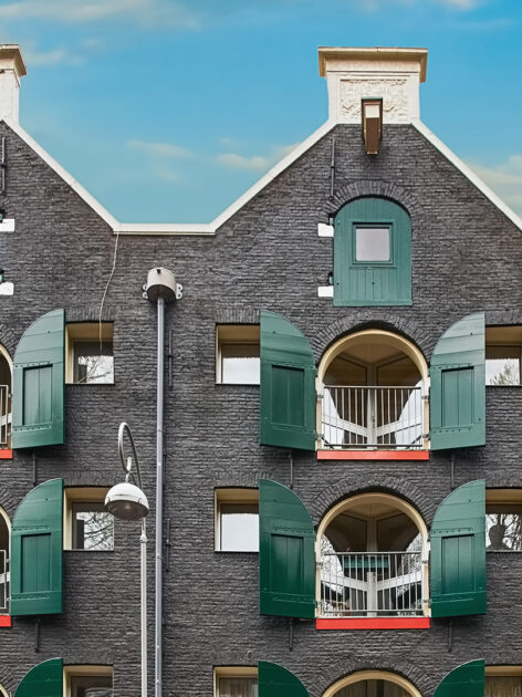 Unique opened shutters in Amsterdam.