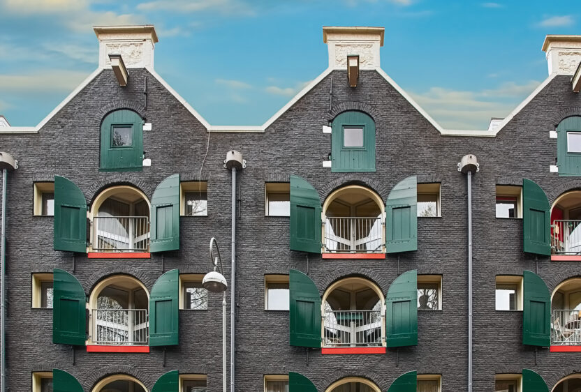 Unique opened shutters in Amsterdam.