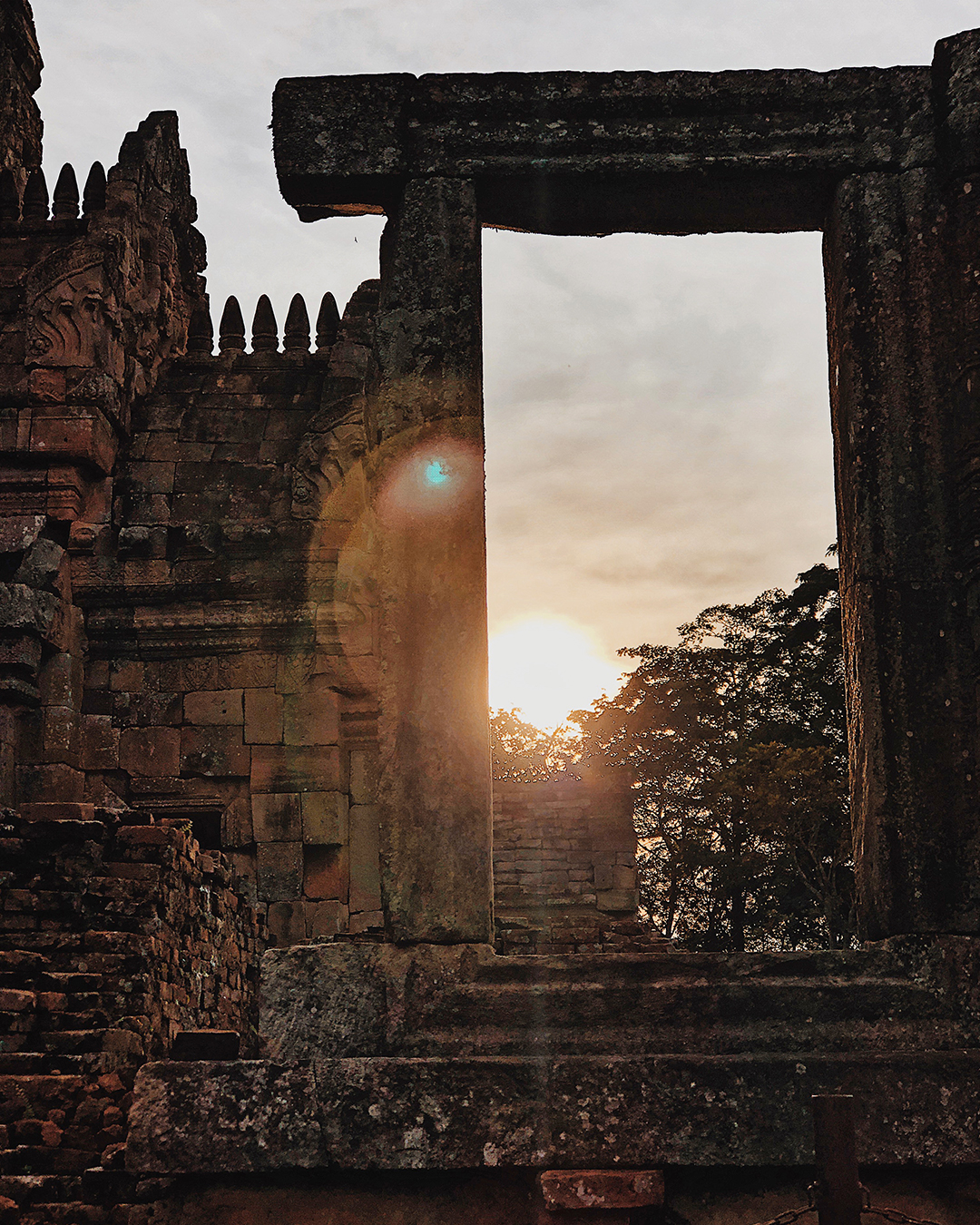 In Buriram Province, the fifteen doorways of Prasat Hin Phanom Rung are precisely aligned to capture the sunlight.