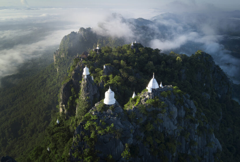 The aerial view of Wat Chalermprakiat in Lampang.
